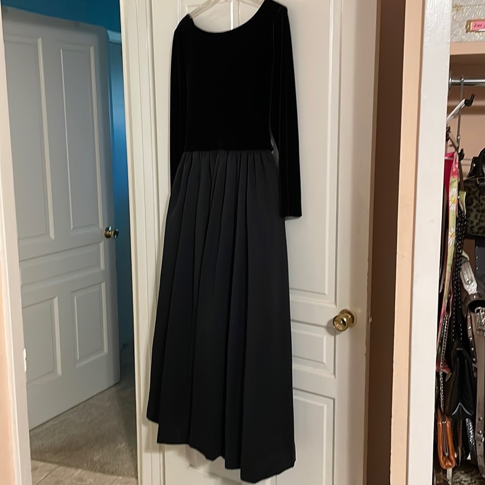Black velvet top satin skirt formal